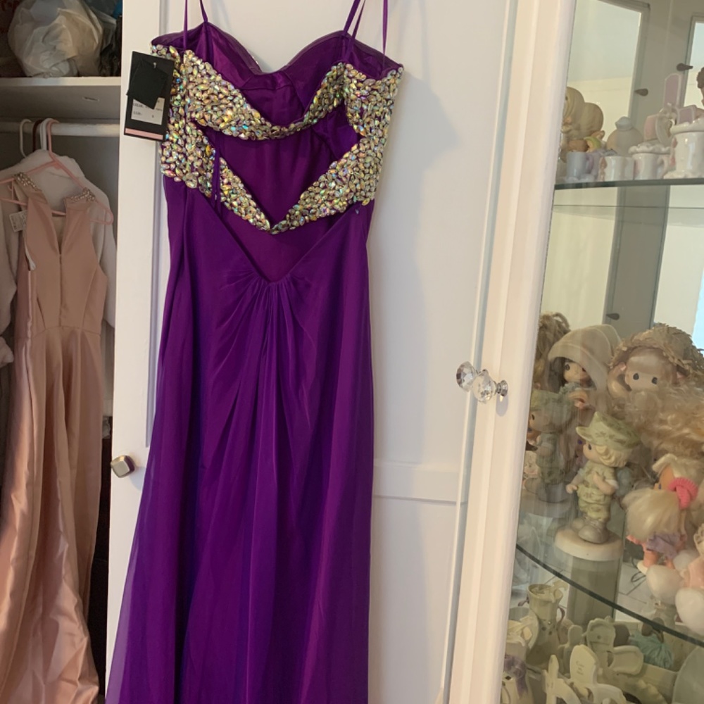 NWT Purple rhinestone Gown - Picture 2 of 2